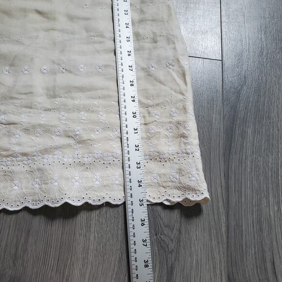 Banana Republic Linen Dress White Ivory Eyelet Sleeveless Whimsy Fairy Coastal - Picture 8 of 9